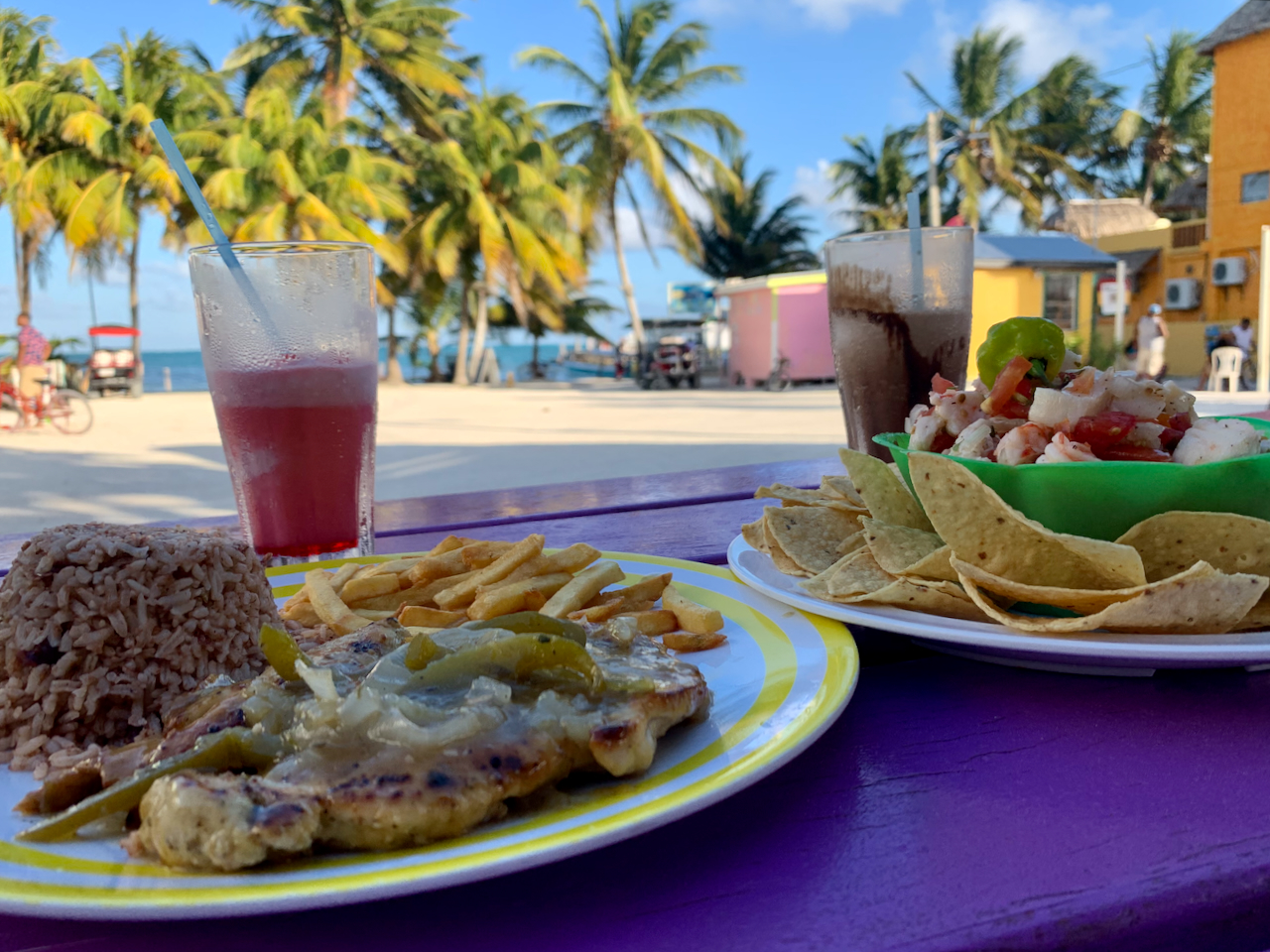 First meal in Caye Caulker