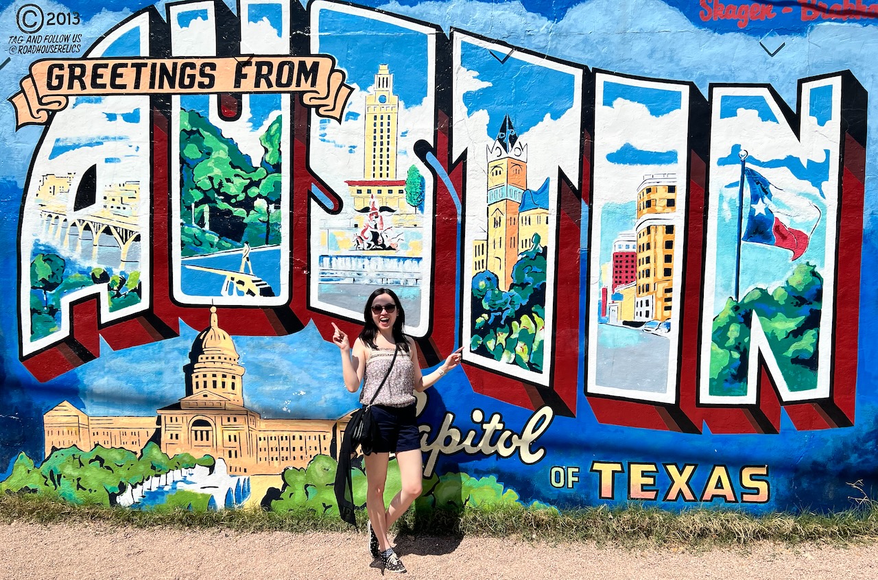 Greetings from Austin sign